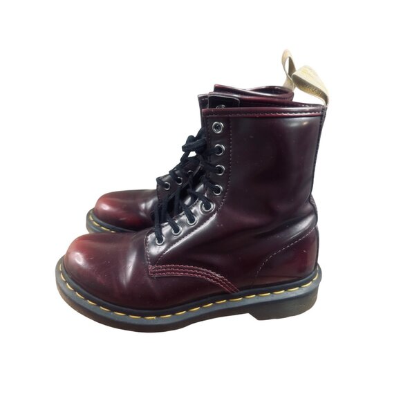 Dr. Martens Cherry Red Smooth Leather Boots Women's Sz 6 Lace-Up Combat Style - Picture 4 of 13